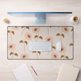 Brown Beige Retro Y2K Hippie Sonnenblumenmuster Schreibtischunterlage