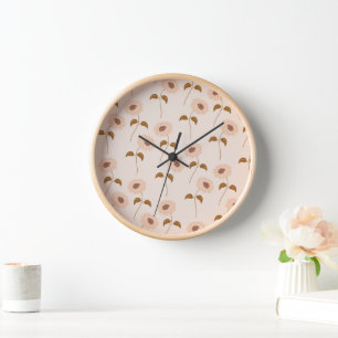 Brown Beige Retro Y2K Hippie Sonnenblumenmuster Uhr