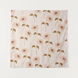 Brown Beige Retro Y2K Hippie Sonnenblumenmuster Wandteppich