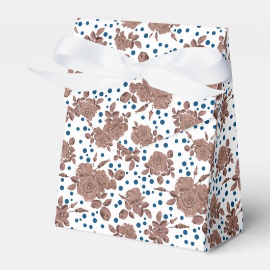 Brown beige rose flowers on polka dot background  geschenkschachtel (Vorderseite)