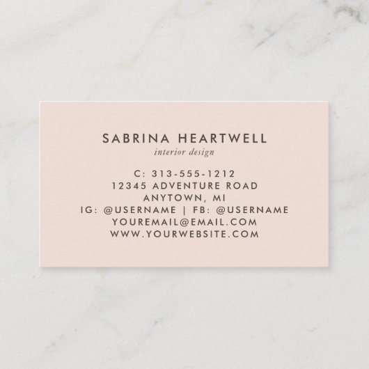 Brown Beige Rust Terrazzo Pattern Interior Design Visitenkarte (Rückseite)