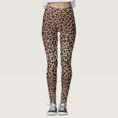 Brown Beige Safari Wild Cat Skin Leopard Pattern Leggings (Vorderseite)