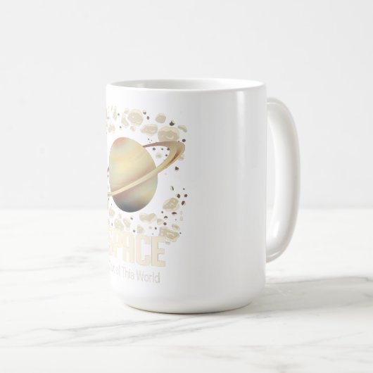 Brown Beige Saturn Planet Kaffeetasse (VorderseiteRechts)