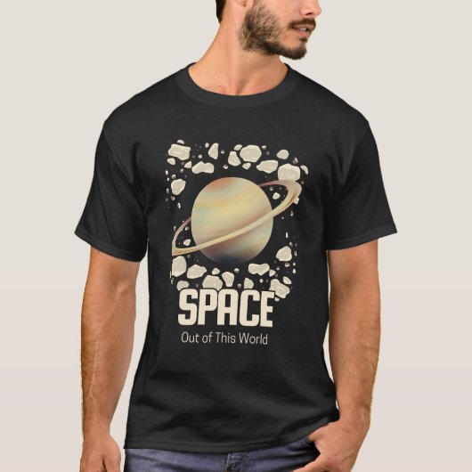 Brown Beige Saturn Planet T-Shirt (Vorderseite)
