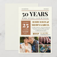 Brown Beige Simple Grid Newspaper 50 Jahre alt