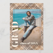 Brown Beige Tartan Karierter Abschluss Ankündigung (Vorderseite)