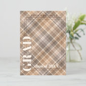 Brown Beige Tartan Karierter Abschluss Ankündigung (Stehend Vorderseite)