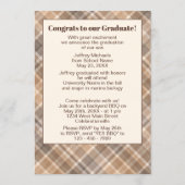 Brown Beige Tartan Karierter Abschluss Ankündigung (Rückseite)