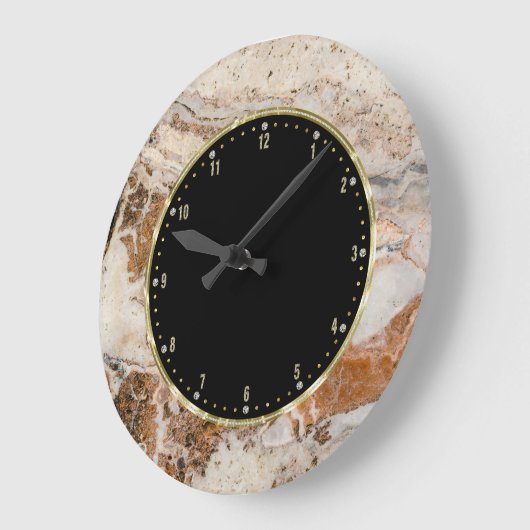 Brown & Beige Textur Print Große Wanduhr (Winkel)