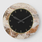 Brown & Beige Textur Print Große Wanduhr (Vorderseite)