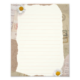 Brown Beige Vintages Scrapbook Lined Notes Fotodruck