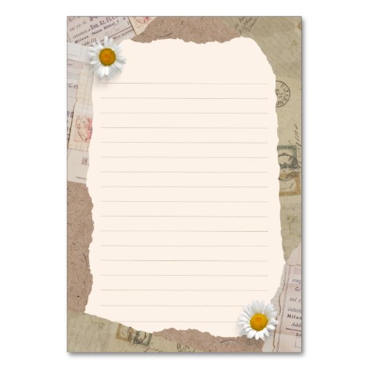 Brown Beige Vintages Scrapbook Lined Notes Tischnummer (Vorderseite)