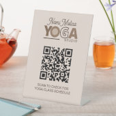 Brown Beige Yoga Studio Class Schedule QR Code Sockelschild (In Situ)