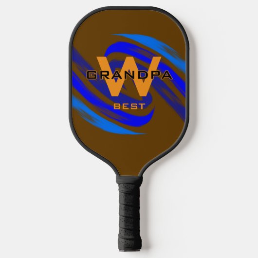 Brown Best Opa mit Monogrammatikalinitialen Pickleball Schläger (Vorderseite)