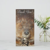 Brown-Biber-Nagen-Nahrung von den niedlichen Dankeskarte (Stehend Vorderseite)