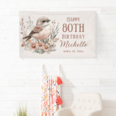 Brown Bird 80. Happy Birthday Banner (Insitu)