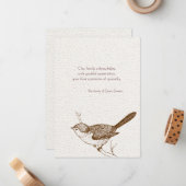 Brown Bird Bereavement Vielen Dank Anmerkungen Mitteilungskarte (Vorderseite/Rückseite Beispiel)