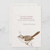 Brown Bird Bereavement Vielen Dank Anmerkungen Mitteilungskarte (Vorne/Hinten)