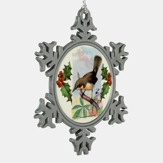 Brown Bird Snowflake Pewter Weihnachtsschmuck Schneeflocken Zinn-Ornament (Links)
