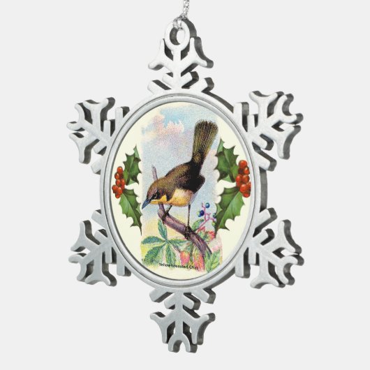 Brown Bird Snowflake Pewter Weihnachtsschmuck Schneeflocken Zinn-Ornament (Rechts)