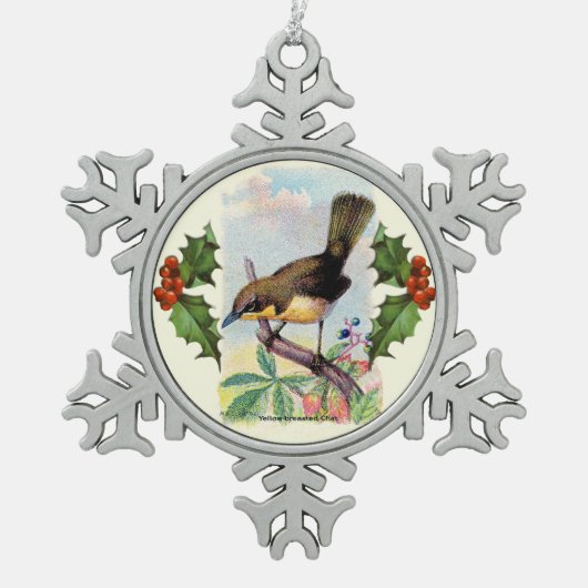 Brown Bird Snowflake Pewter Weihnachtsschmuck Schneeflocken Zinn-Ornament (Vorderseite)