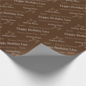Brown Birthday Wrapping Paper Individuelle Name Geschenkpapier (Ecke)