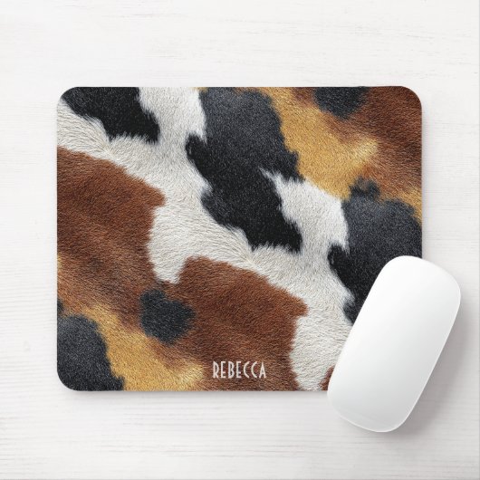 Brown black and white cowhide texture throw pillow mousepad (Mit Mouse)