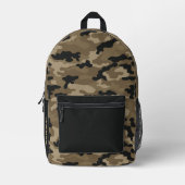 Brown Black Camoflauge Boys School Bedruckter Rucksack (Vorderseite)