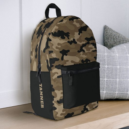 Brown Black Camoflauge Boys School Bedruckter Rucksack