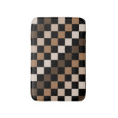 Brown Black Checkered Gingham Pattern Badematte (Vorderseite Vertikal)