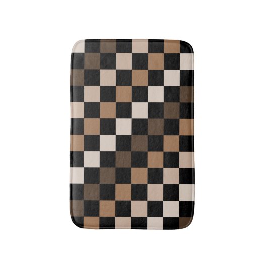 Brown Black Checkered Gingham Pattern Badematte (Vorderseite Vertikal)