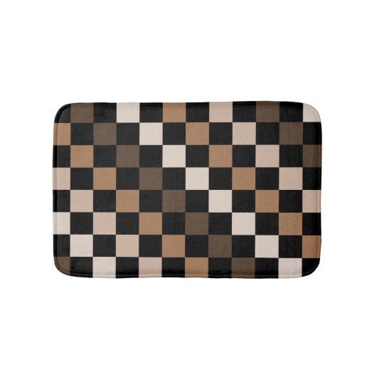 Brown Black Checkered Gingham Pattern Badematte (Vorderseite)