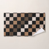 Brown Black Checkered Gingham Pattern Badhandtuch Set (Handtuch)