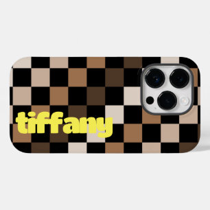 Brown Black Checkered Gingham Pattern Case-Mate iPhone 14 Pro Hülle