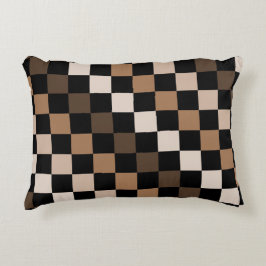 Brown Black Checkered Gingham Pattern Dekokissen