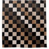 Brown Black Checkered Gingham Pattern Duschvorhang (Vorderseite)