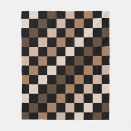 Brown Black Checkered Gingham Pattern Fleecedecke