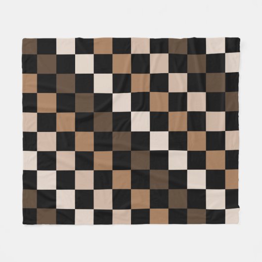 Brown Black Checkered Gingham Pattern Fleecedecke (Vorderseite (Horizontal))