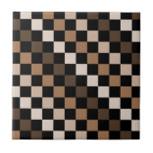 Brown Black Checkered Gingham Pattern Fliese (Vorderseite)