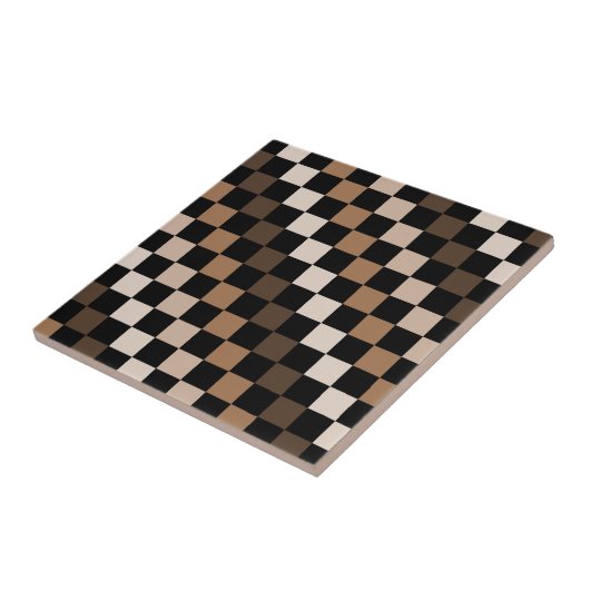 Brown Black Checkered Gingham Pattern Fliese (Seite)