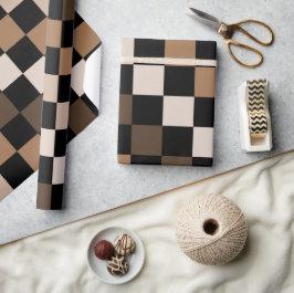 Brown Black Checkered Gingham Pattern Geschenkpapier