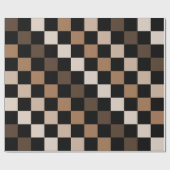 Brown Black Checkered Gingham Pattern Geschenkpapier (Flach)