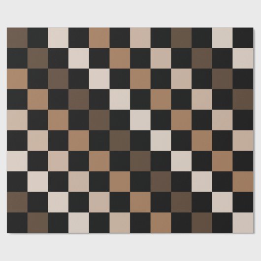 Brown Black Checkered Gingham Pattern Geschenkpapier (Flach)
