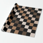 Brown Black Checkered Gingham Pattern Geschenkpapier (Ungerollt)