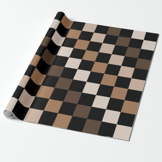 Brown Black Checkered Gingham Pattern Geschenkpapier (Ungerollt)