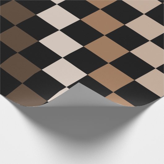 Brown Black Checkered Gingham Pattern Geschenkpapier (Ecke)
