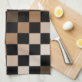 Brown Black Checkered Gingham Pattern Geschirrtuch (Viertel Falte)