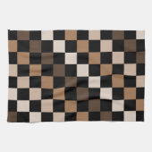 Brown Black Checkered Gingham Pattern Geschirrtuch (Horizontal)