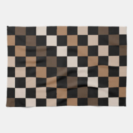 Brown Black Checkered Gingham Pattern Geschirrtuch