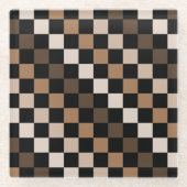 Brown Black Checkered Gingham Pattern Glasuntersetzer (Vorderseite)